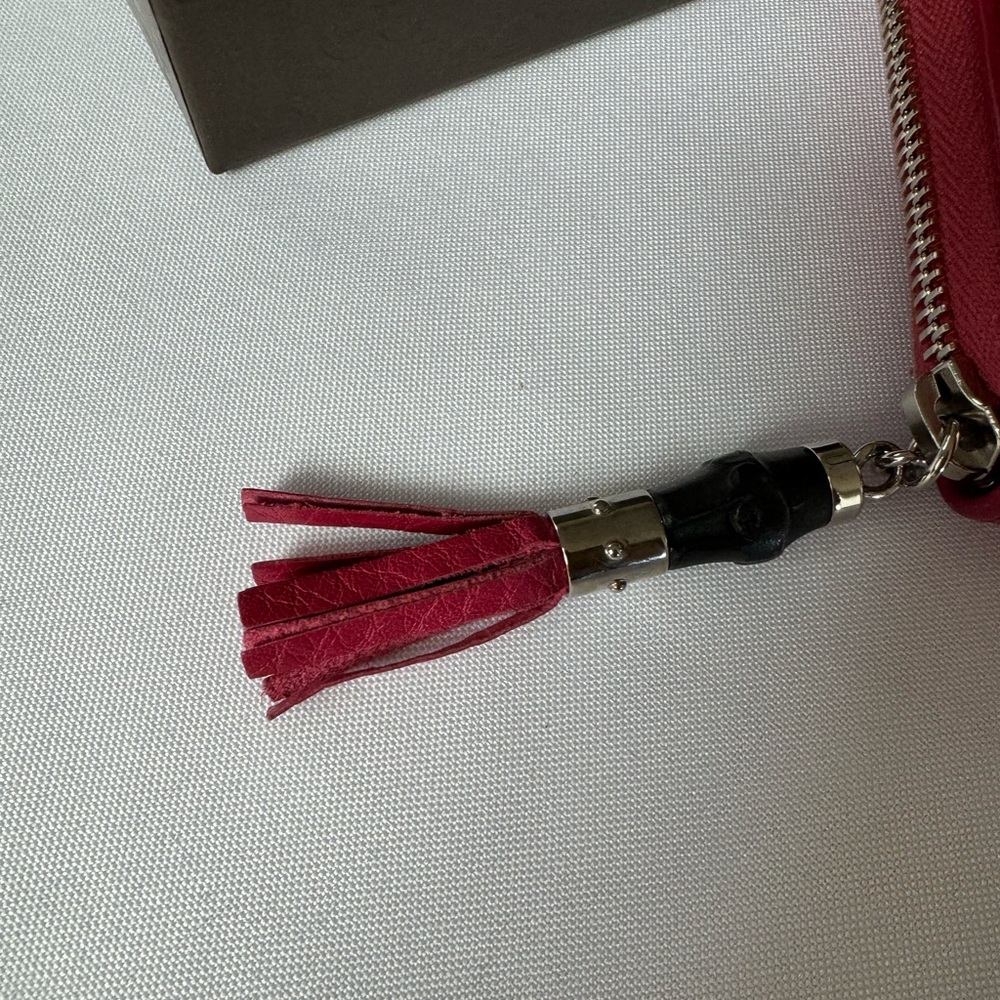 Gucci Red Wallet Bamboo Tassel, Box, Tissue, and Documents Included - Picture 5 of 6